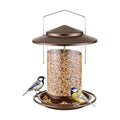 iBorn Bird Feeder for Outside Hanging,Bird Seed for Outside Wild Bird Feeders for Garden Yard Outdoor Decoration,Round Roof Design Coffee