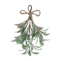 9.1inch Artificial Hanging Mistletoe, Artificial Mistletoe Picks Christmas Mistletoe Ornament with White Bow, Mistletoe Glitter Hanging for Couple Home Party Decor(#2)