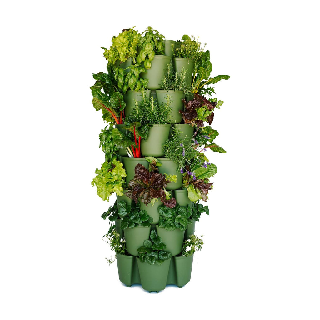 7 Tier Leaf Vertical Planter for Growing a Variety of Strawberries, Vegetables, Herbs, & Flowers (Evergreen)