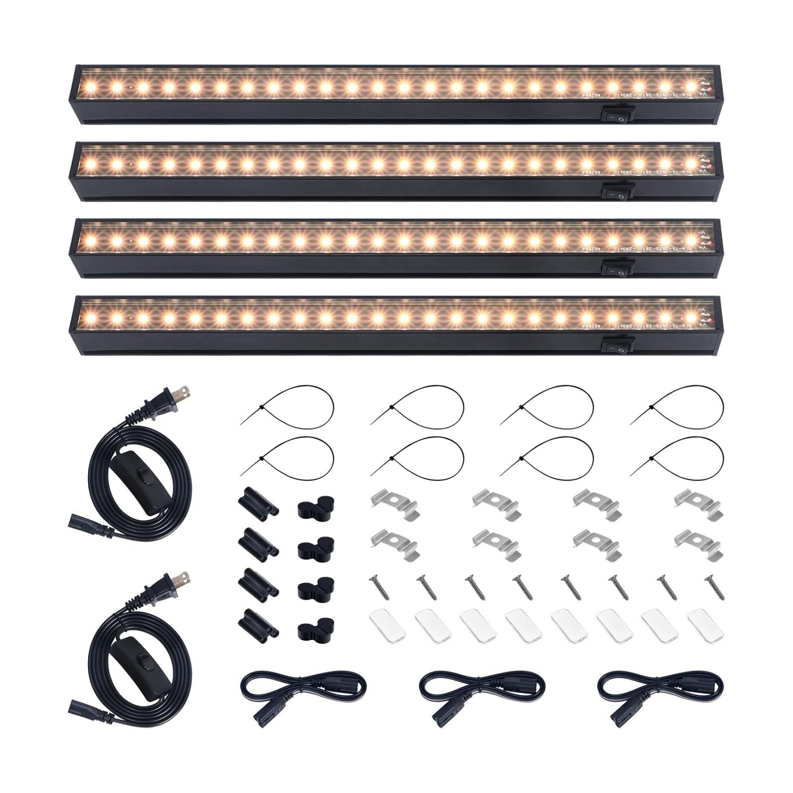 Barrina Grow Lights for Indoor Plant, T5 1FT Full Spectrum, Yellow, 4 Packs | Black Cover LED Grow Light Strips