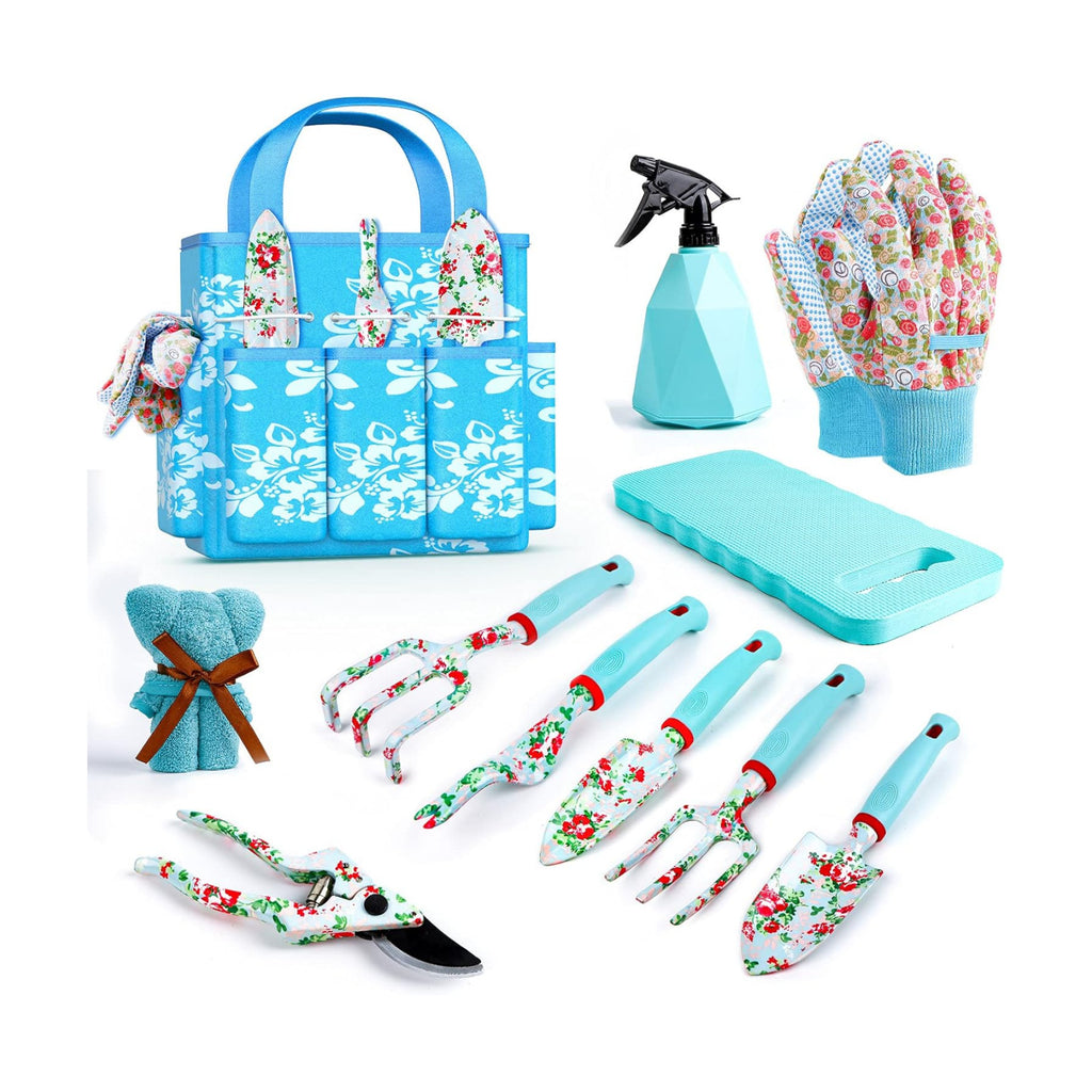 Womens Gardening Gifts Set - Floral Gardening Tools with Tote Bag - Gifts for Mom, Girlfriend or Women - Birthday