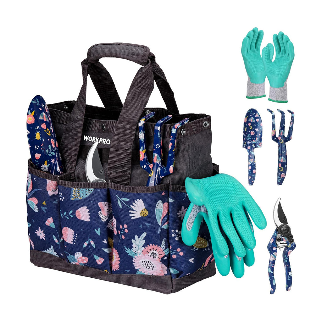 WORKPRO 5-Piece Aluminum Garden Tool Set, Heavy Duty | Gardening Tool Set with Garden Tool Bag, Outdoor Garden Hand