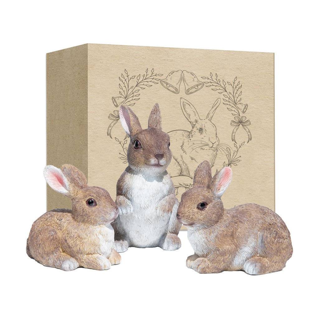 3 Pcs Bunny Decor Figurines Garden Decorations, Cute Bunny Yard Statues Outdoor, Easter Rabbit Statues, Hand-Painted