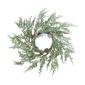 Winlyn 4 Pcs Artificial Snowy Cedar Pine Candle Rings Christmas Candle Holder Rings Wreaths with Pine Cones Red Pip Berries Mini Winter Wreaths 15.7" Wide for Farmhouse Christmas Winter Holiday Décor