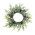 Winlyn 4 Pcs Artificial Frosted Twig Candle Rings Christmas Candle Holder Rings Wreaths Faux Twigs Wreath Glitter Mini Pinecones 10" Wide for Holiday Winter Seasonal Décor