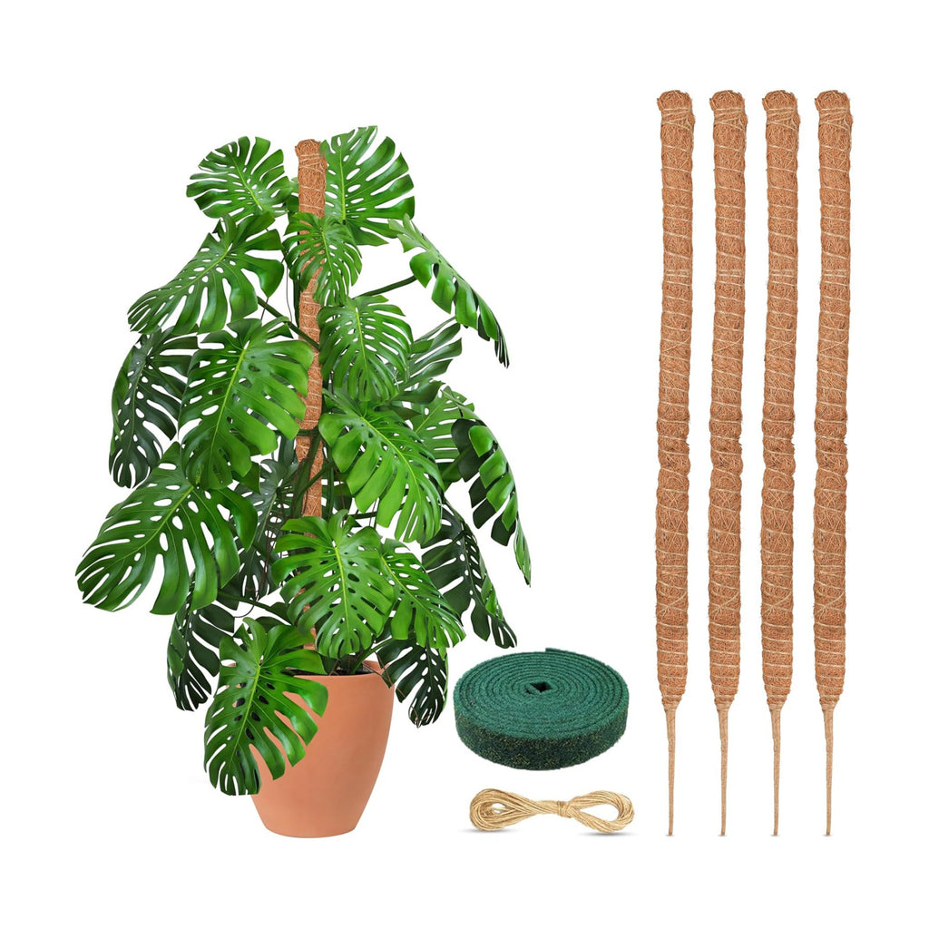 EcoNour Moss Pole for Plants – 28 inches (4 Pack) | Monstera Plant Support for Plant Climbing and Growth | Elevate Your