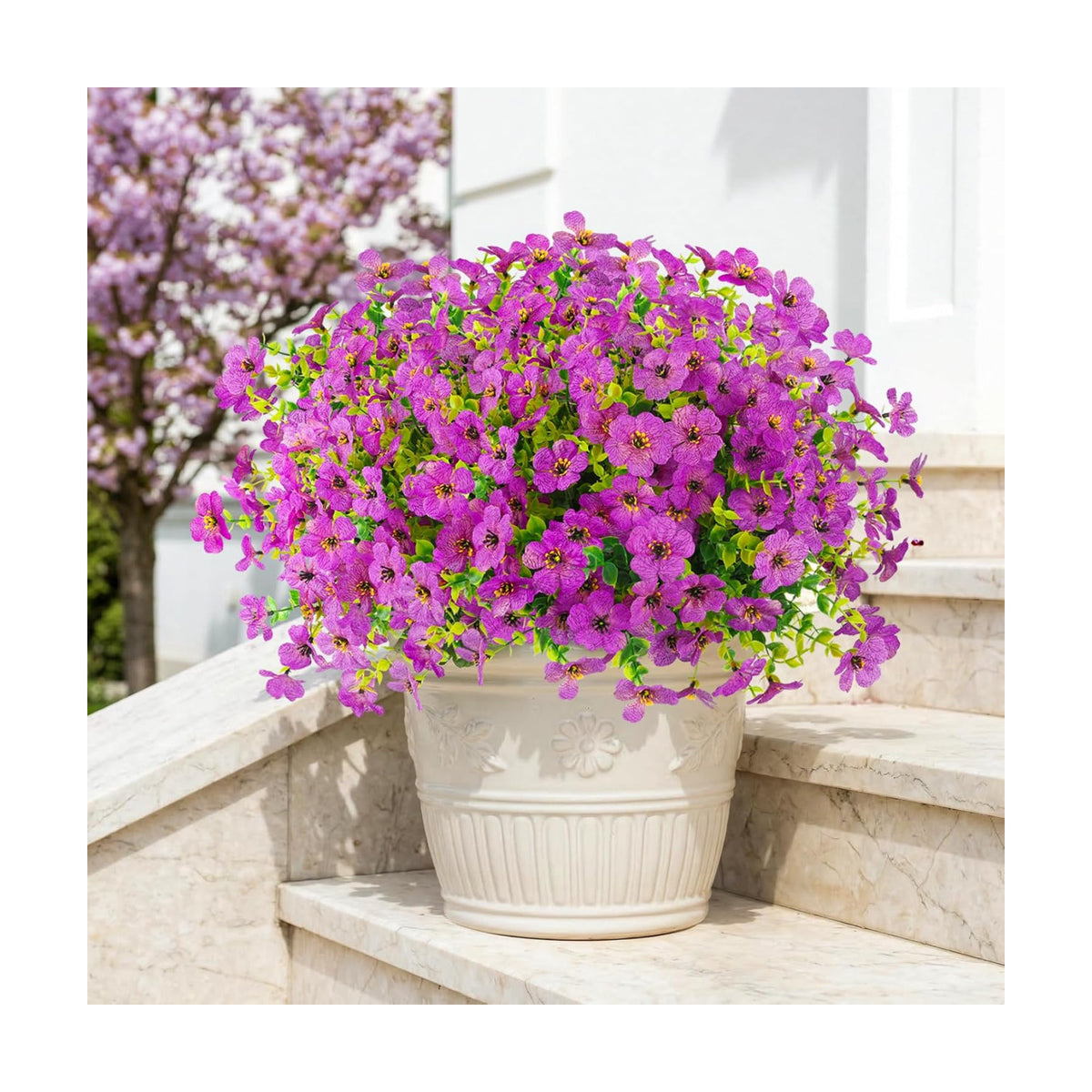 ATTGREAT Artificial Flowers for Outdoors UV Resistant, 12 Bundles(Purple)