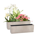 Elongated Self Watering Planter Pots 2-Pack Window Box 5.5 x 16 inch Indoor Home Garden Modern Decorative Pot for All