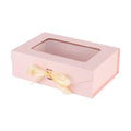 Pink Gift Box for Presents with Ribbon 10.8x7.5x3.5 Inches Clear Gift Box with Window Magnetic Closure Gift Boxes with Lids