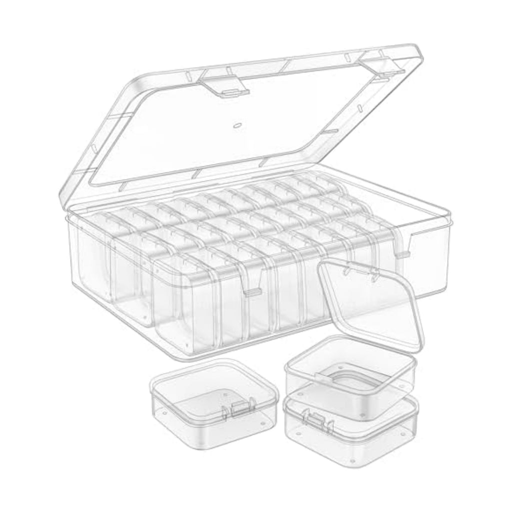 Mathtoxyz Bead Organizer Box, 62Pcs Small Organizers and Storage Plastic Cases, Mini Clear Storage Containers With Hinged Lid, Rectangle for Bracelet Making, DIY Jewelry Craft, Nail