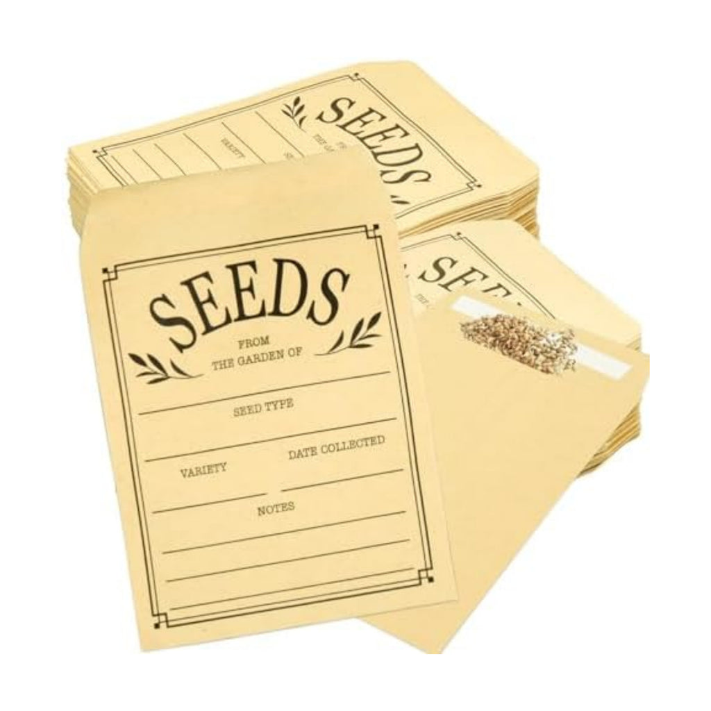 200Pcs Seed Envelopes, Seed Envelope Resealable Small Packets Brown Paper Seeds Envelopes with Printing, 3.1x4.7 Inch for Collection Flowers Seeds