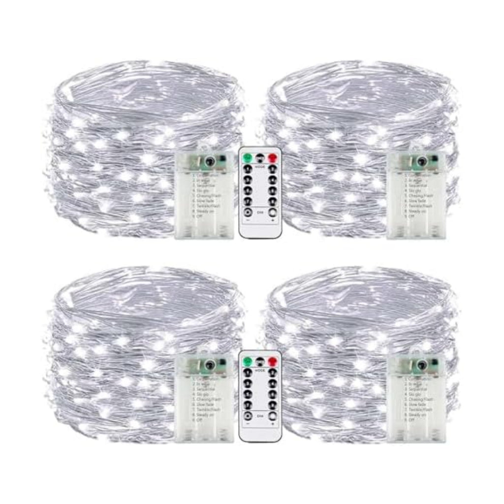 4 Pack Fairy Lights Battery Operated with Remote 16FT 50 LED String Lights