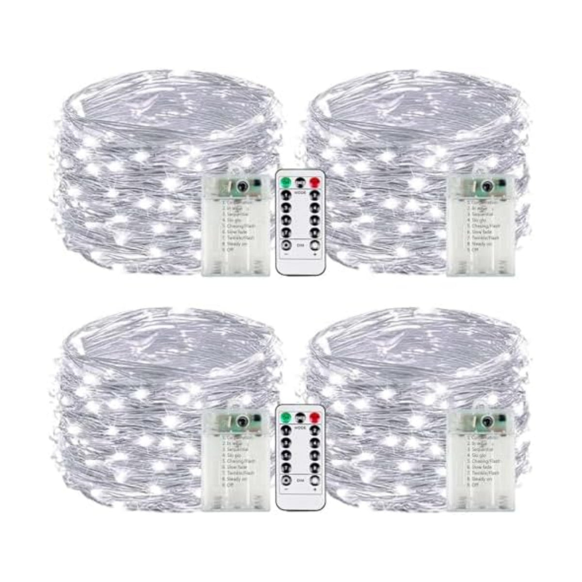 4 Pack Fairy Lights Battery Operated with Remote 16FT 50 LED String Lights