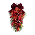 YULETIME 24" Christmas Teardrop Swag, Red Hydrangea Baubles 20 Fairy Lights