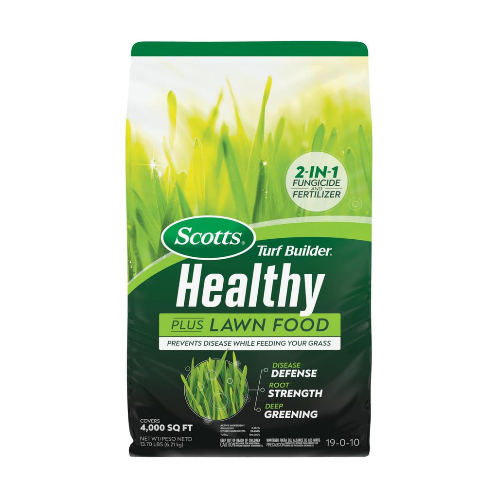 Scotts Turf Builder Healthy Plus Lawn Food, 13.70 lbs. | 2-in-1 Fungicide and Grass Fertilizer, Covers 4,000 sq. ft.