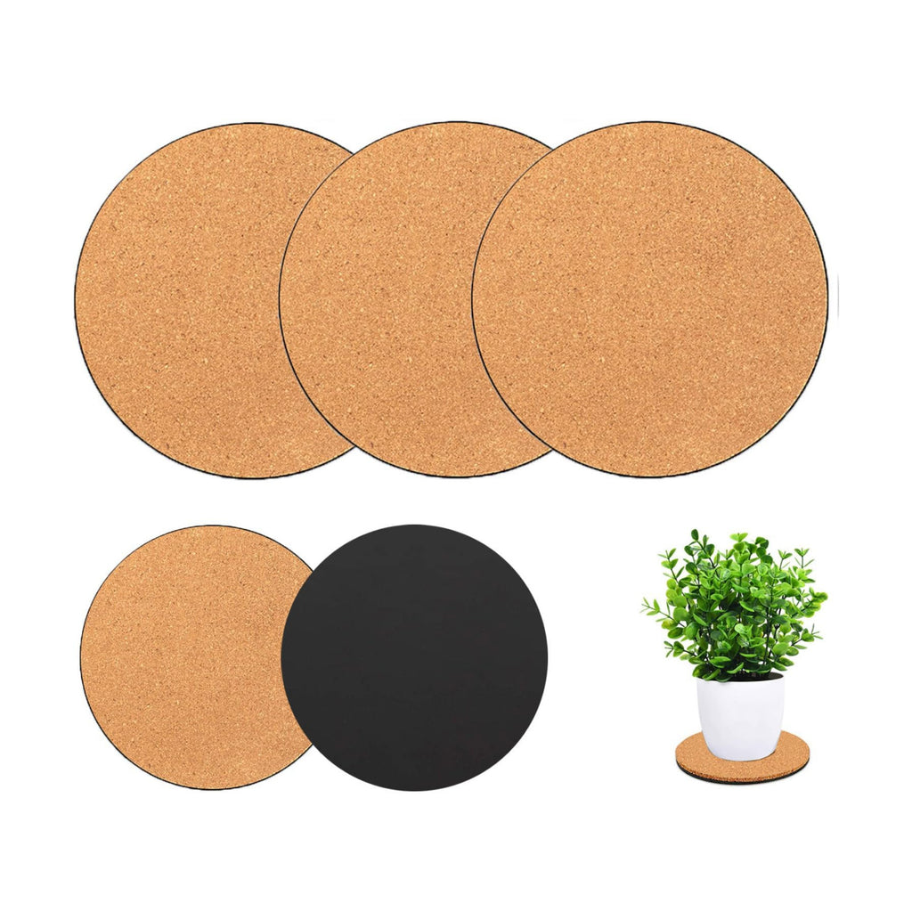 3 Pieces Cork Plant Coasters, 8 Inch Cork Plant Mats, Plant Coasters for House Plants Indoors (Nude & Black)