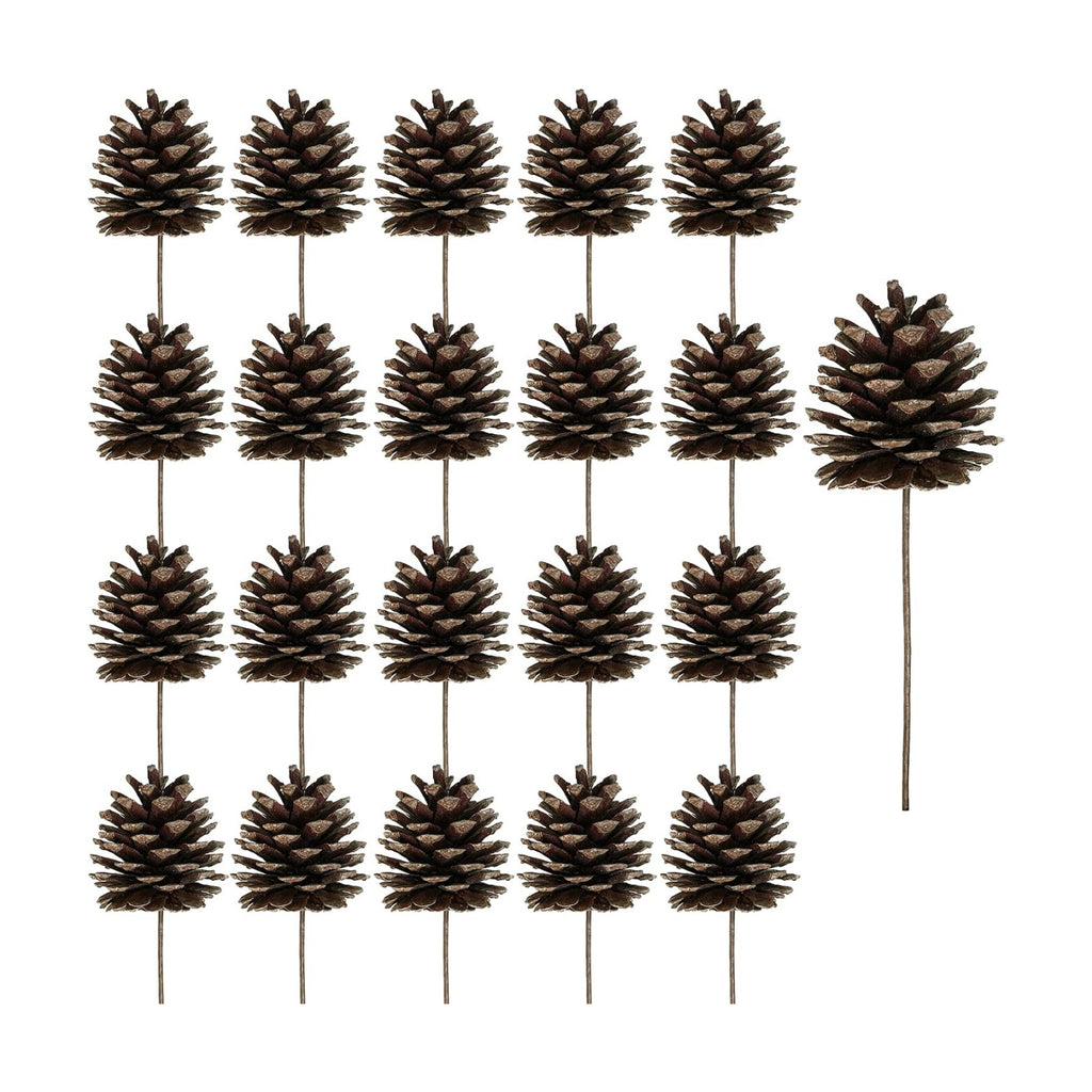 Winlyn 20 Pcs Natural Pine Cone Picks Christmas Pinecone Sprays Pinecones Ornaments with Wired Stems 6.9" Tall for Rustic Christmas Tree Party Floral Arrangements Wreath Crafts Holiday Décor