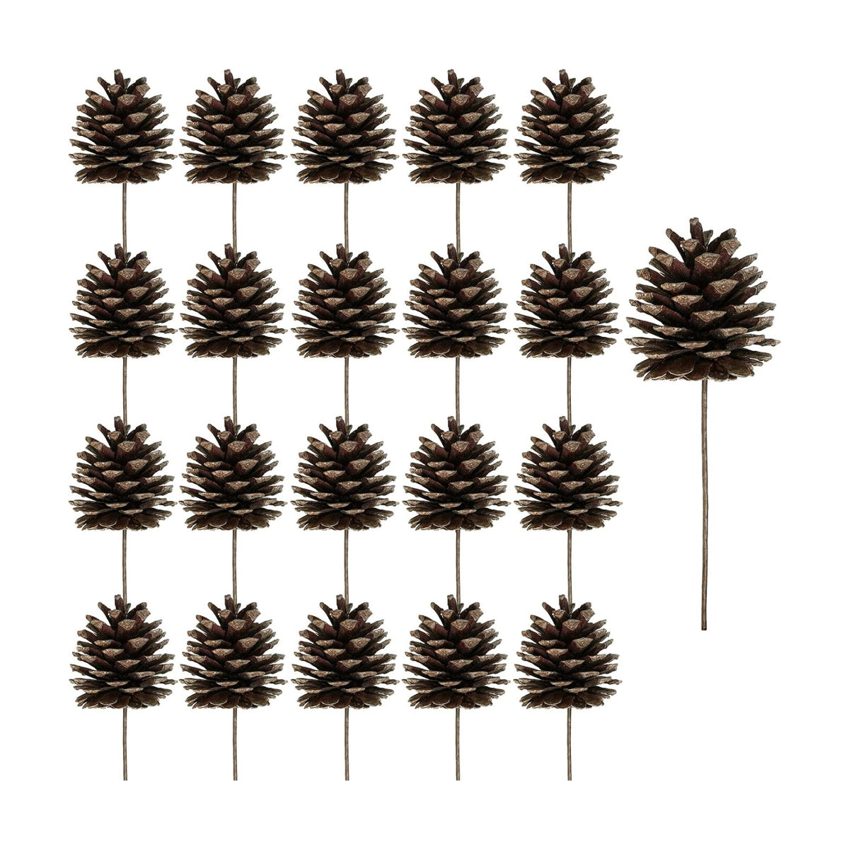 Winlyn 20 Pcs Natural Pine Cone Picks Christmas Pinecone Sprays Pinecones Ornaments with Wired Stems 6.9" Tall for Rustic Christmas Tree Party Floral Arrangements Wreath Crafts Holiday Décor