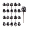 Winlyn 20 Pcs Frosted Natural Pinecone Picks Christmas Picks White Tipped Pine Cones Ornaments with Wired Stems 6.9" Tall for Christmas Tree Floral Arrangements Crafts Wreath Winter Holiday Decoration