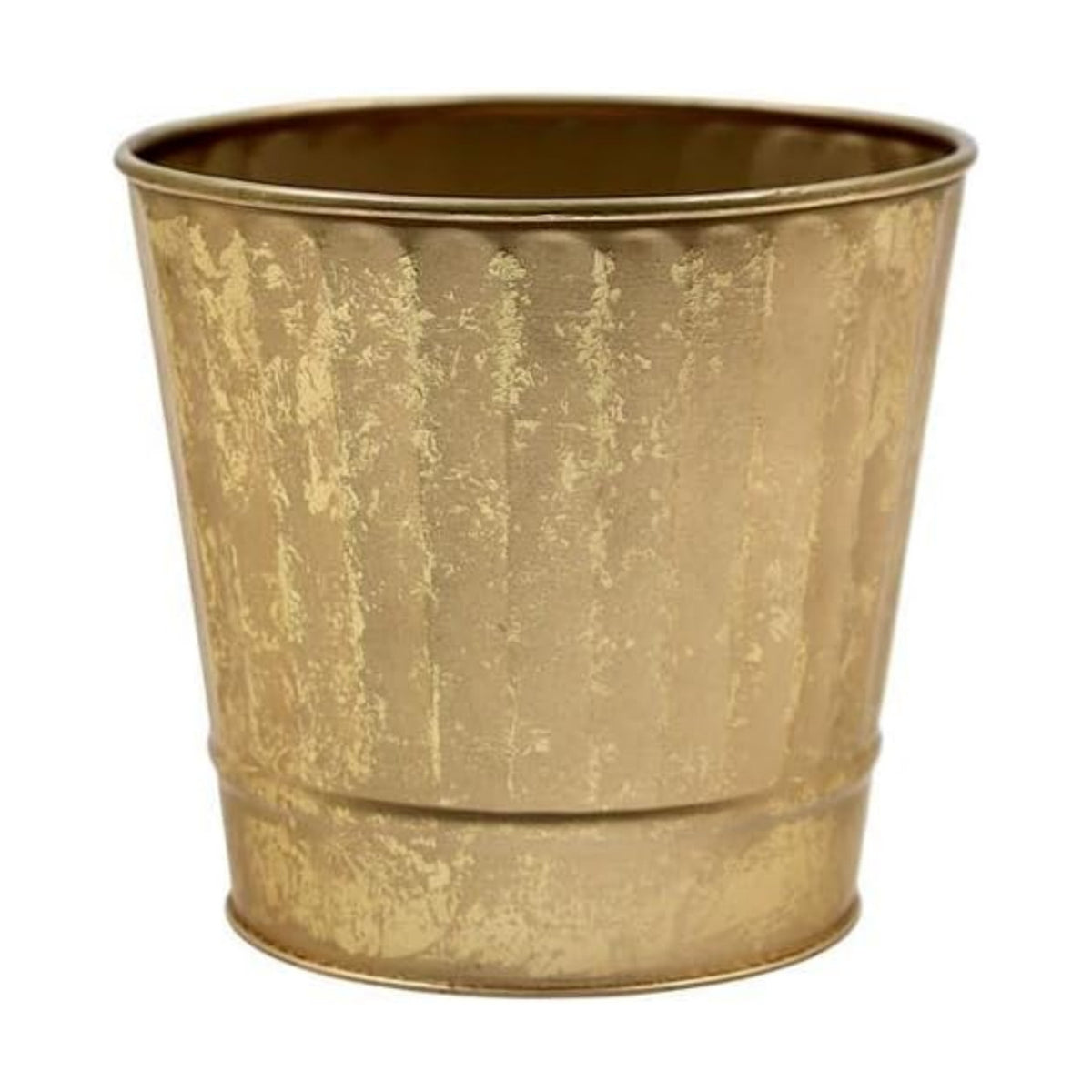 Hosley Metal Planters 7" Dia x 6" H Ideal Farmhouse Decor for Floral Arrangements Weddings, Gift Special Events Parties Outdoor Planters Gold