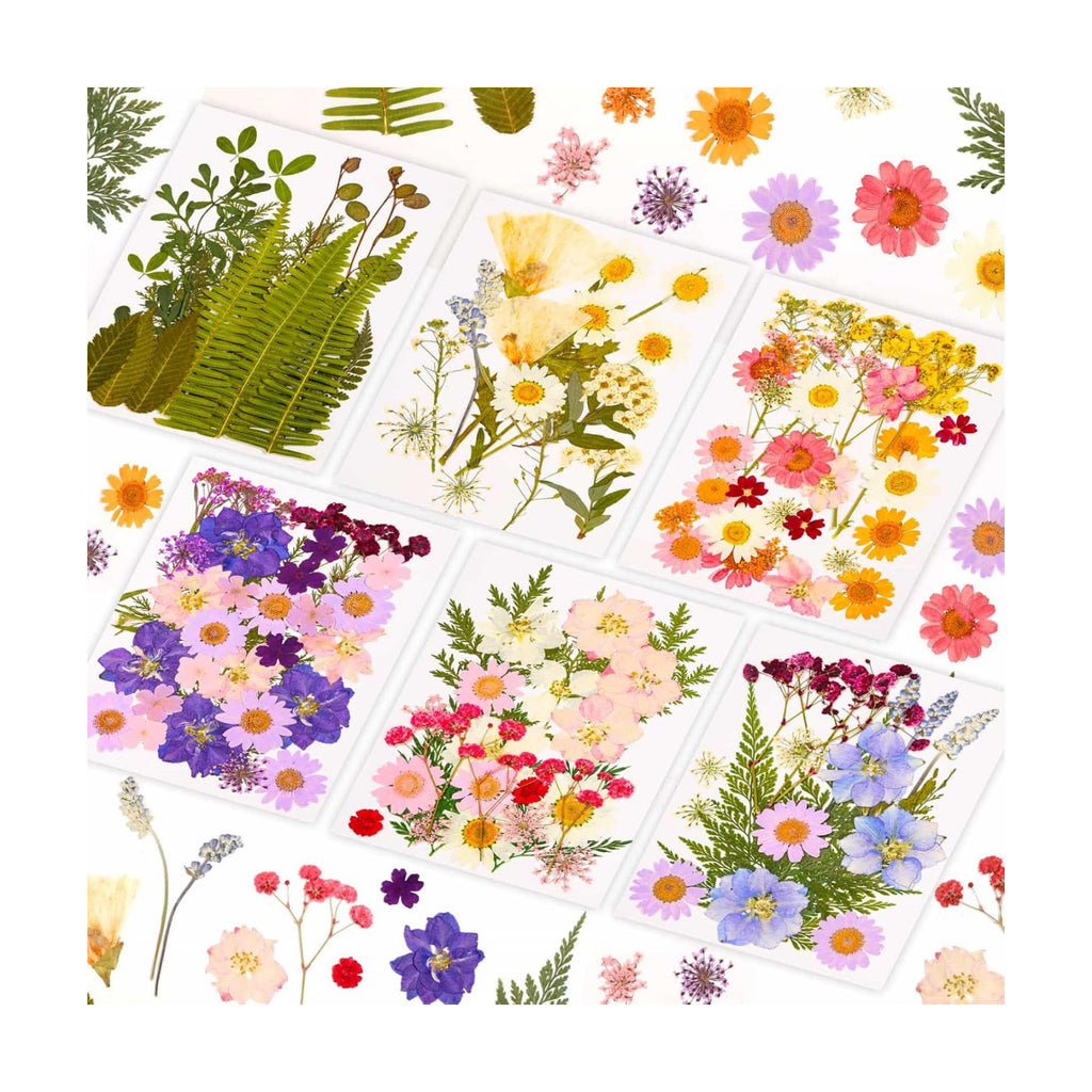 Evatage 124 Pcs Real Dried Pressed Flowers and Leaves for Resin Crafts
