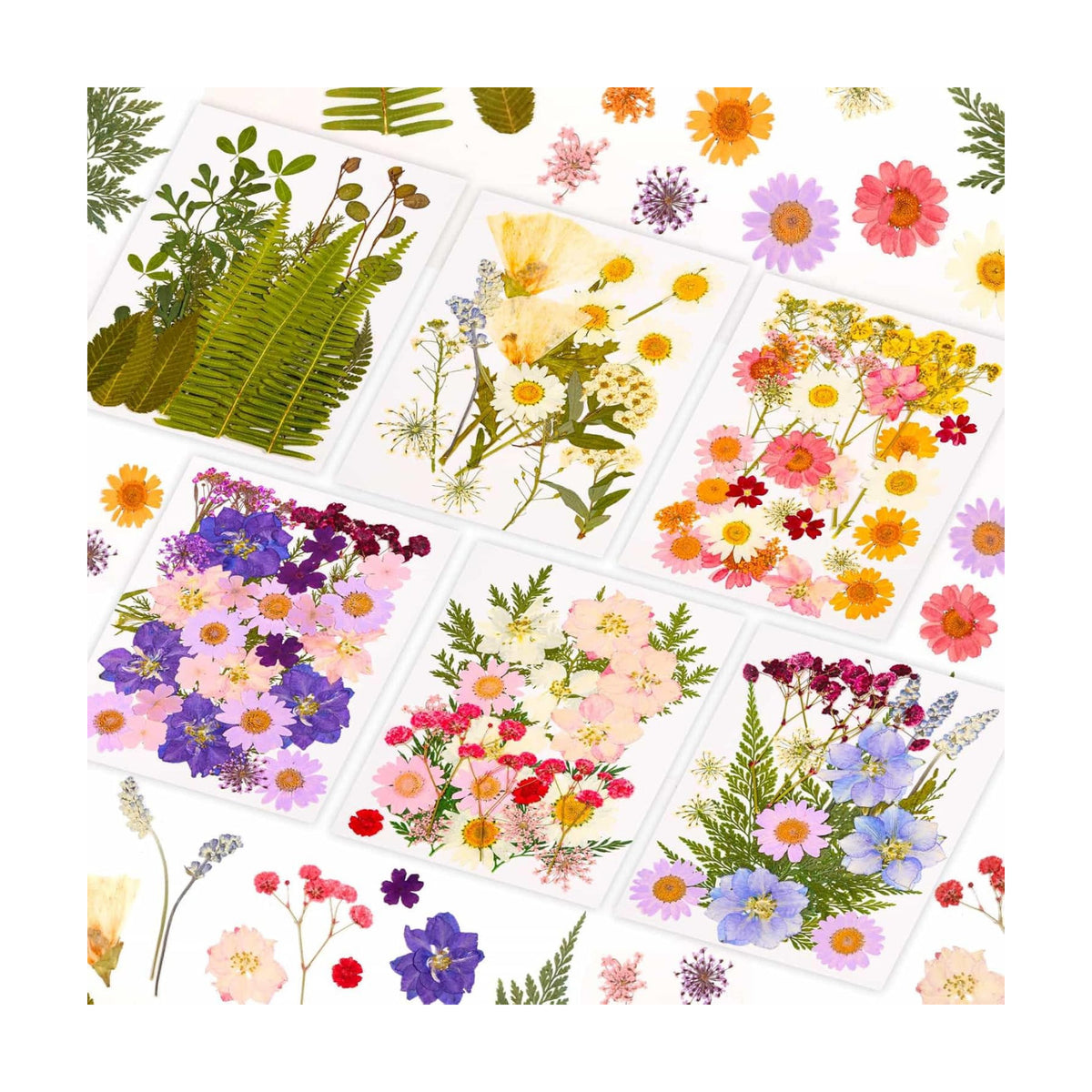 Evatage 124 Pcs Real Dried Pressed Flowers and Leaves for Resin Crafts