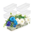 D&D Living 4 Pack Leak-Proof Acrylic Rectangle Vases for Centerpieces - 12" Low-Profile Wave Design Decorative Vases, 12-Hole Flower Grid Insert & Removable Lid for Table Home Decor