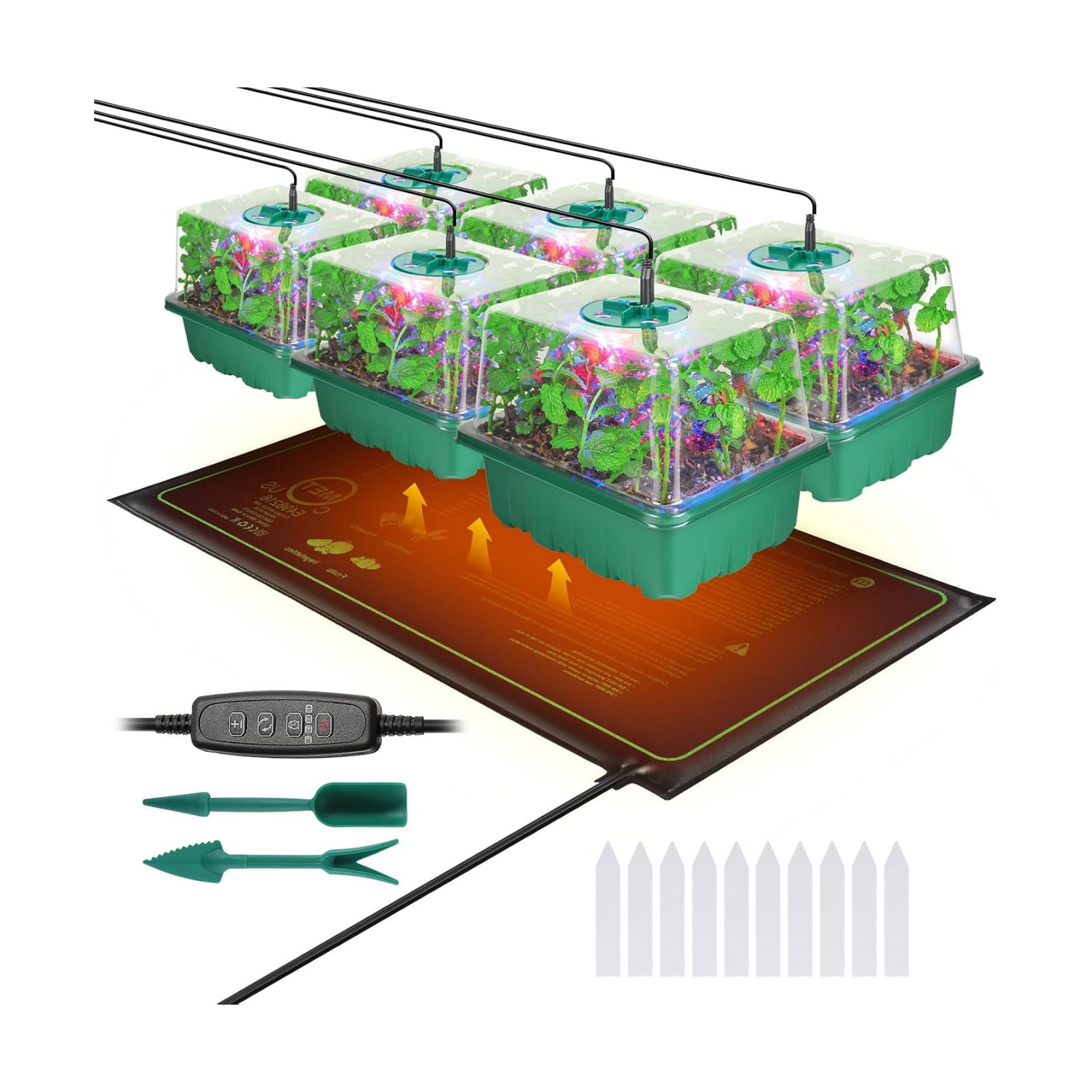Seed Starter Trays with Grow Lights and Heat Mat, 72 Cells Seed Starter Kit with Lights, 3 Lighting Mode, 4 Timing Set