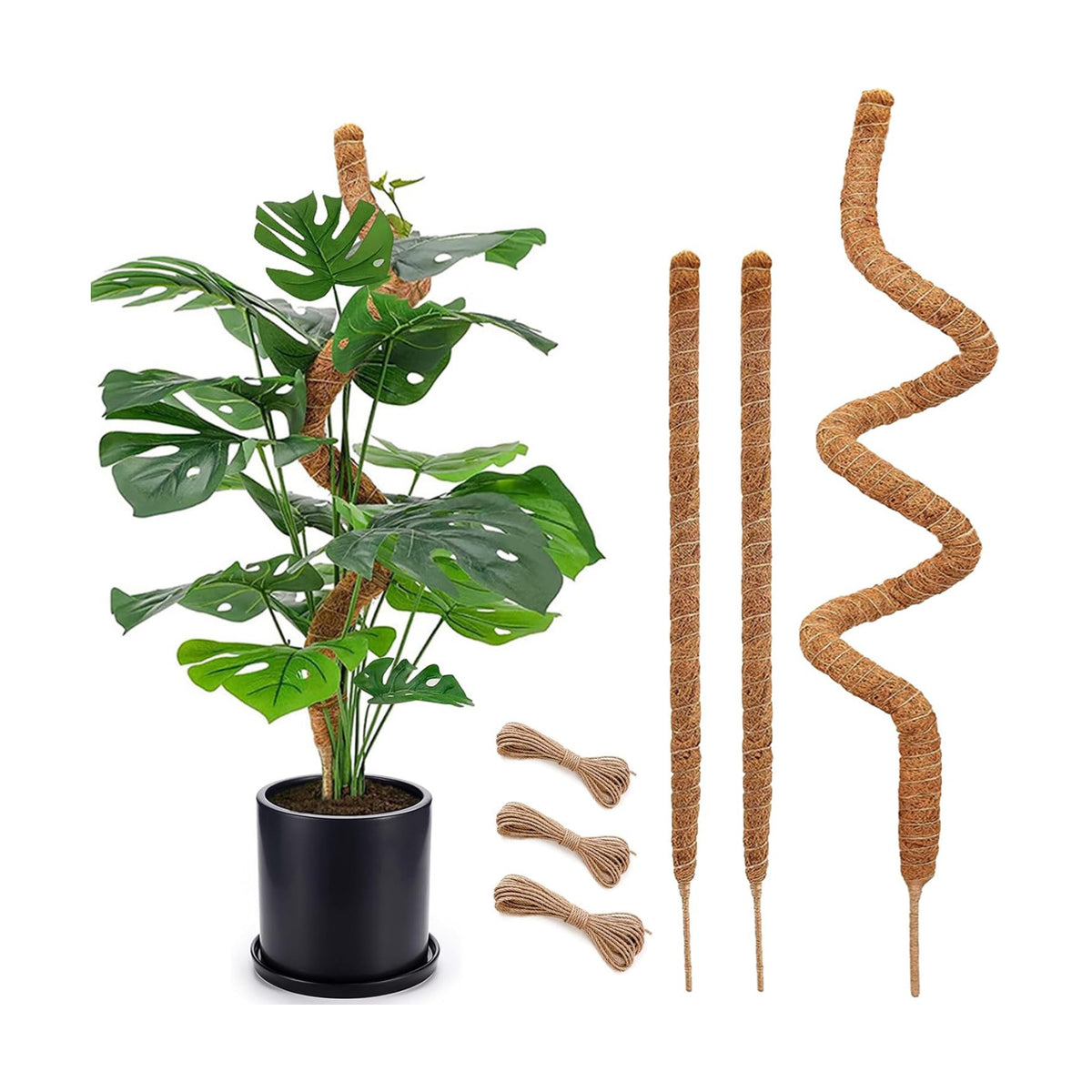 Tall Moss Pole Set, 60" and Two 28" Bendable Moss Pole for Plants Monstera, Moss Poles for Climbing Plants Indoor