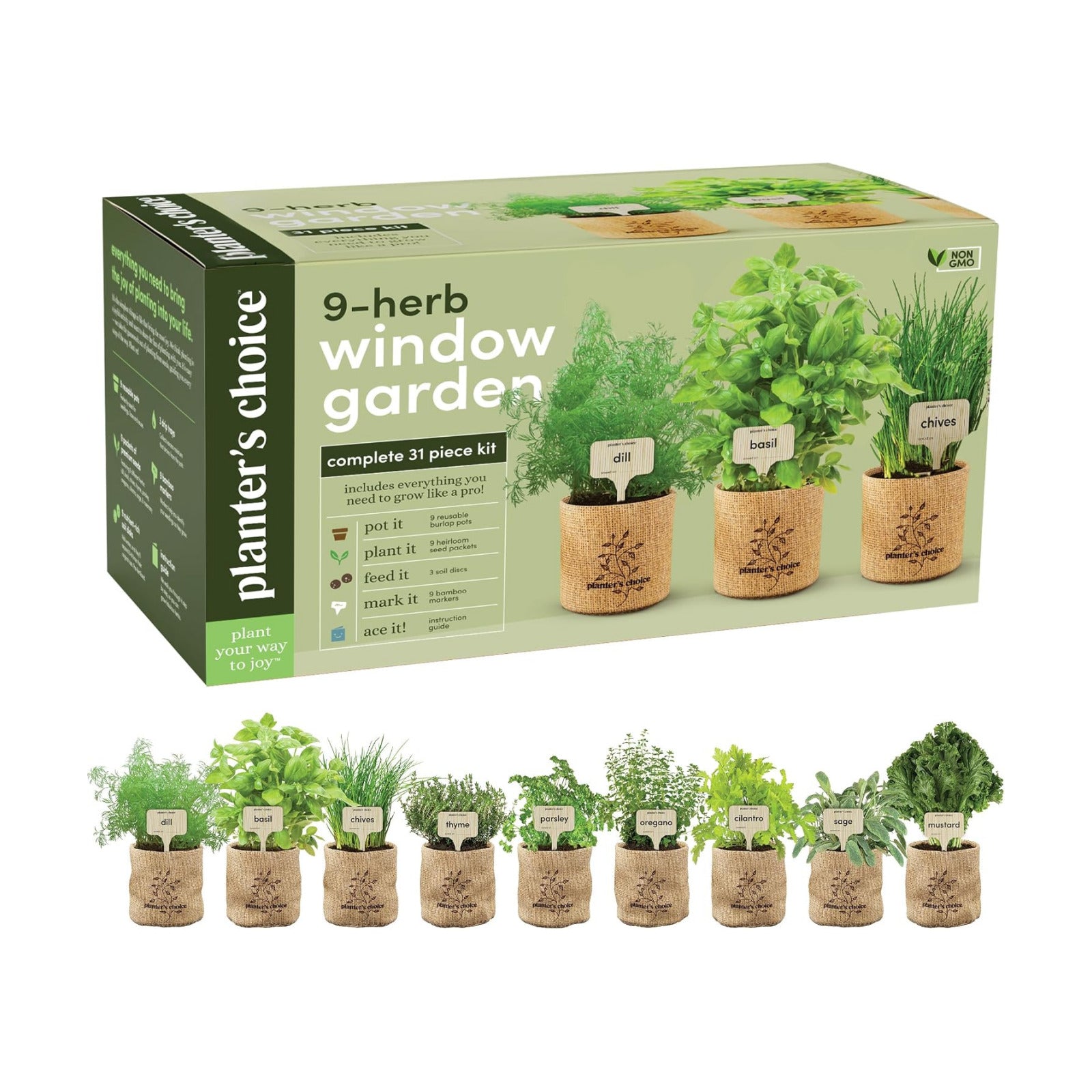 9 Herb Indoor Window Garden Kit - House Plants Seeds - Birthday Gifts | Best Unique Gift Ideas for Women, Mom, Friend