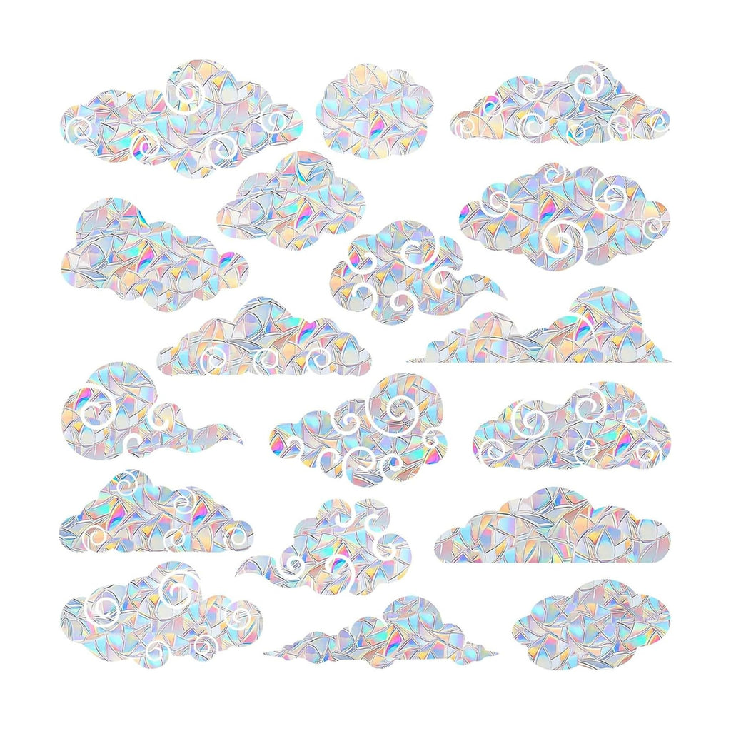 54PCS Cloud Window Clings - Anti-Collision Decals to Save Birds, Non-Adhesive Prismatic Vinyl