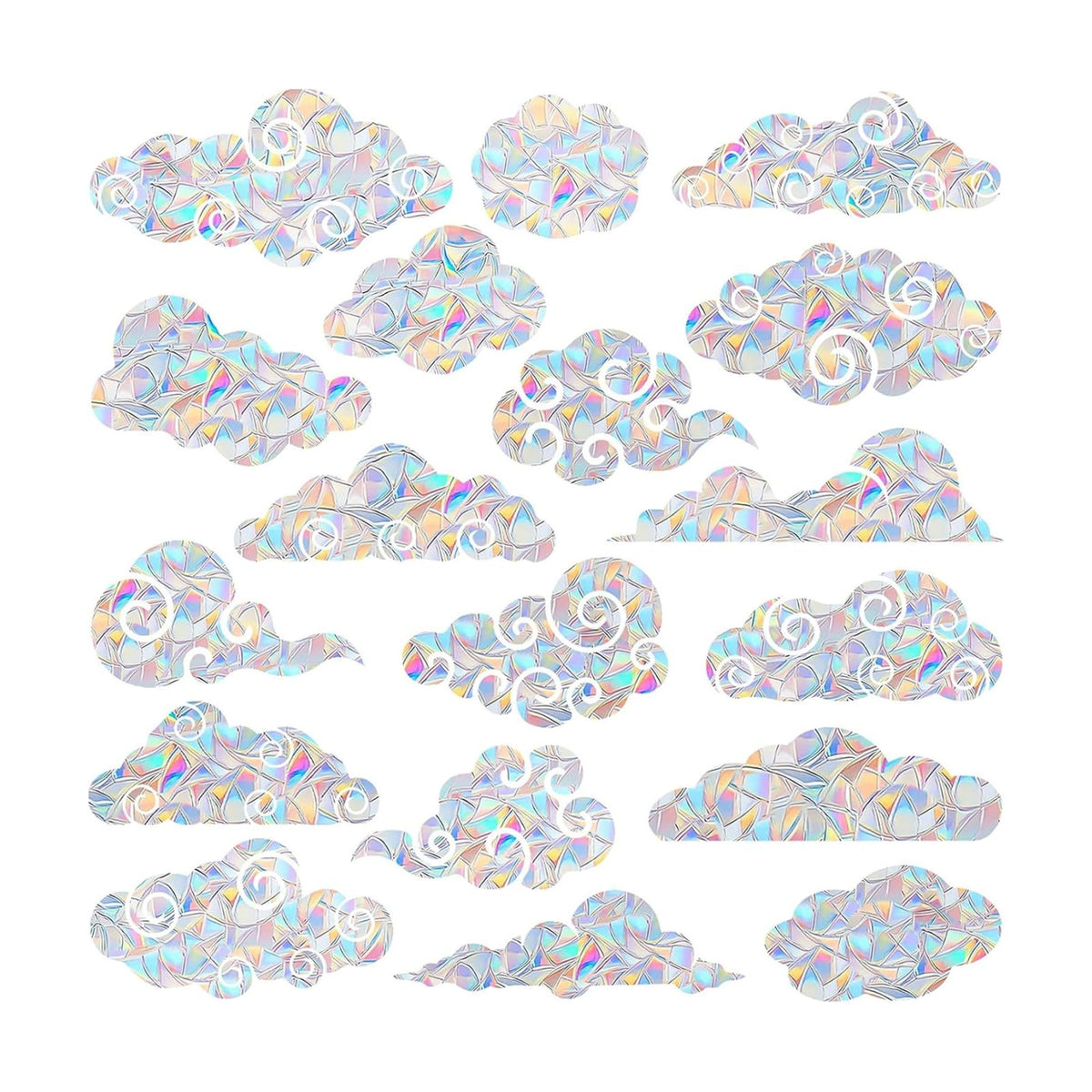 54PCS Cloud Window Clings - Anti-Collision Decals to Save Birds, Non-Adhesive Prismatic Vinyl