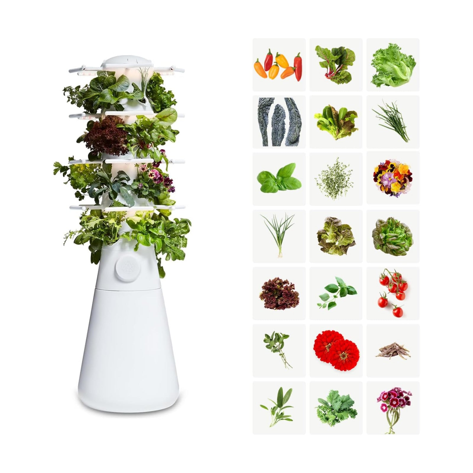 Farmstand Nook 4ft.7" Vertical Hydroponic Garden Tower | Self-Watering, LED Grow Lights, 20 Live Seedlings, Smart