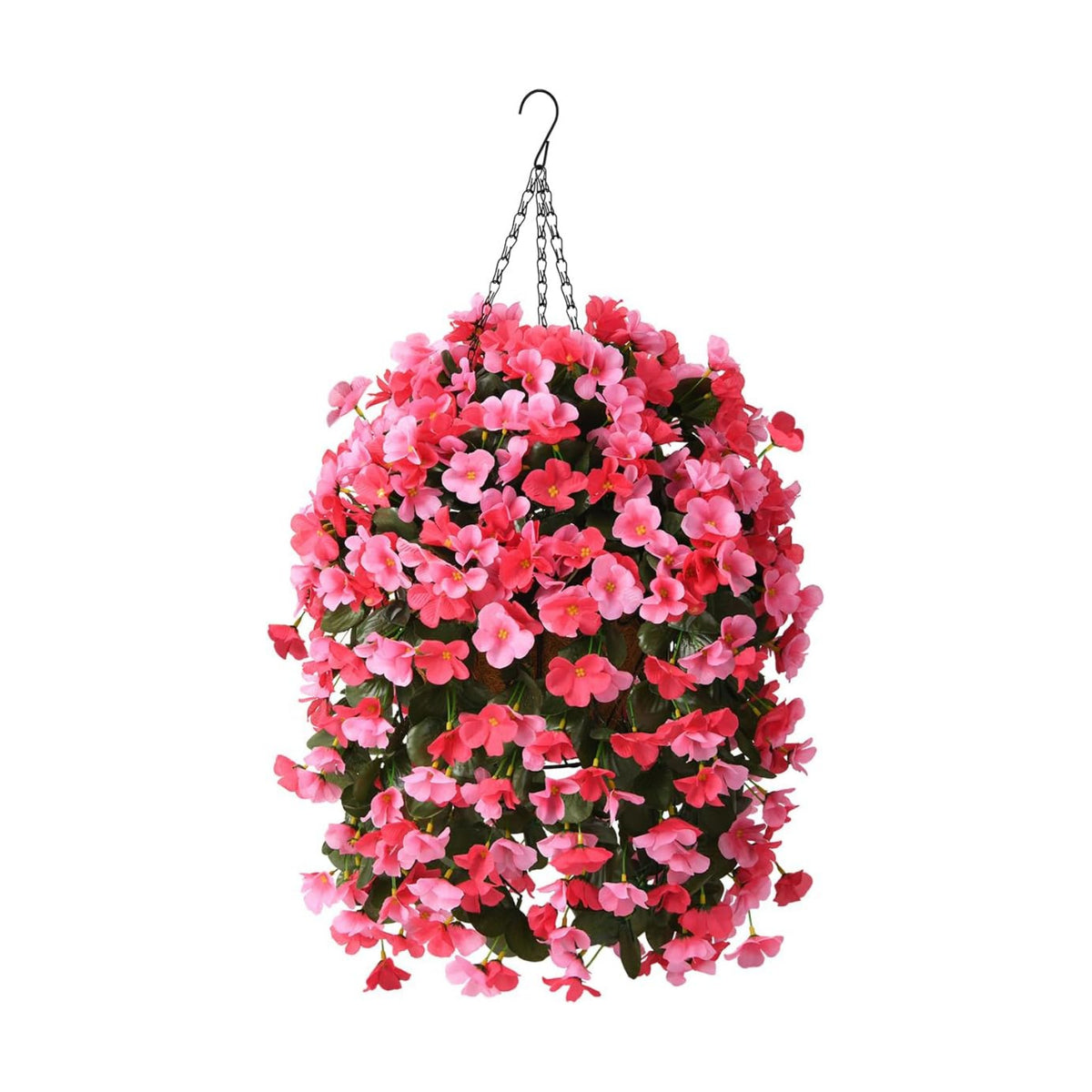 INQCMY Fake Flowers with Hanging Basket Realistic Artificial Begonias
