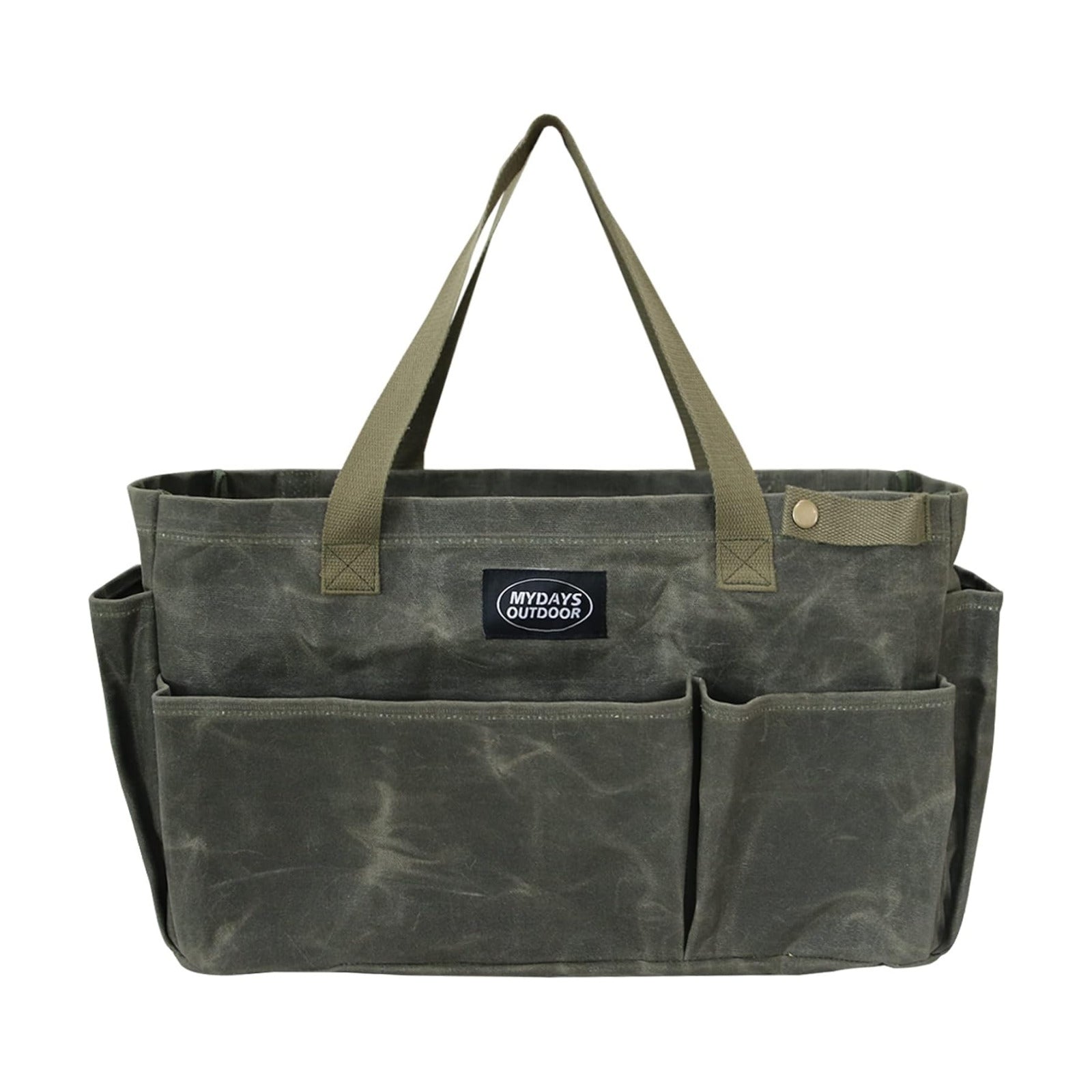 Portable Garden Camping Tool Storage Bag,Waxed Canvas Firewood Carrier Tote bag,Collapsible Sturdy Garden Basket Great