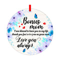 WaaHome Bonus Mom Christmas Ornaments Gifts from Daughter Son, Flower Bonus Mom Ornaments for Christmas Tree Decorations Gifts for Mother in Law Stepmom