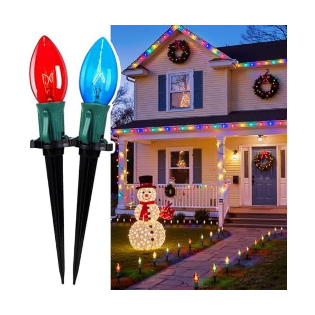 Christmas Pathway Lights Outdoor,51.4 Ft C9 Lights with 40 Multicolor Bulbs