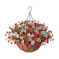 INXUGAO Artificial Fake Flowers Hanging Basket for Outdoor Decoration