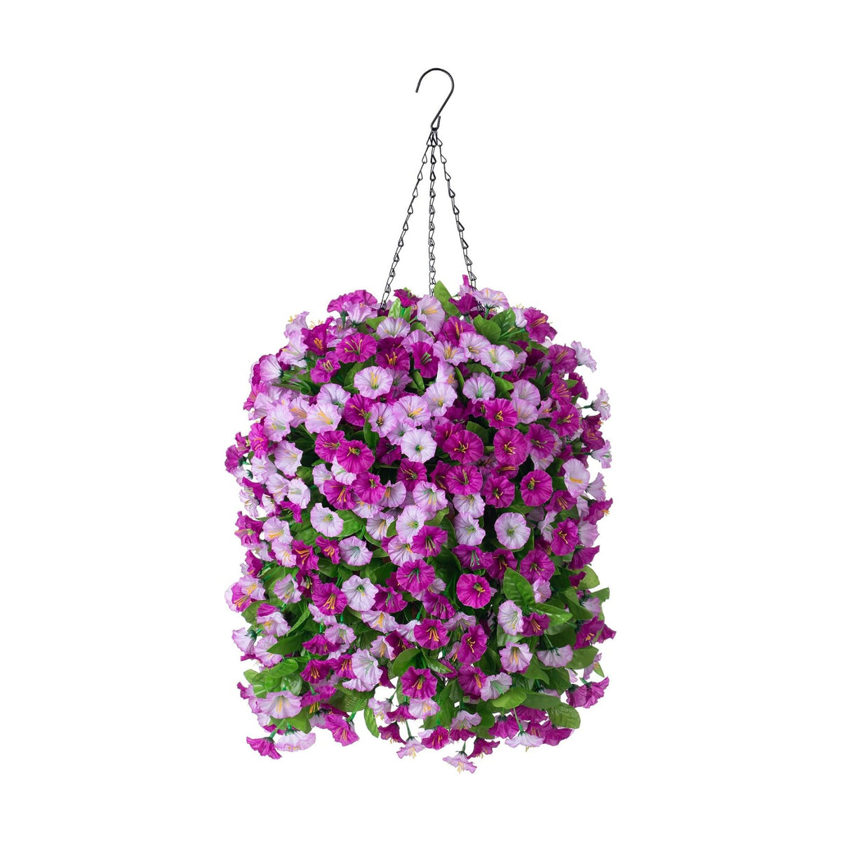 Artificial Flowers with Hanging Basket, Outdoor Faux Plants UV Resistant