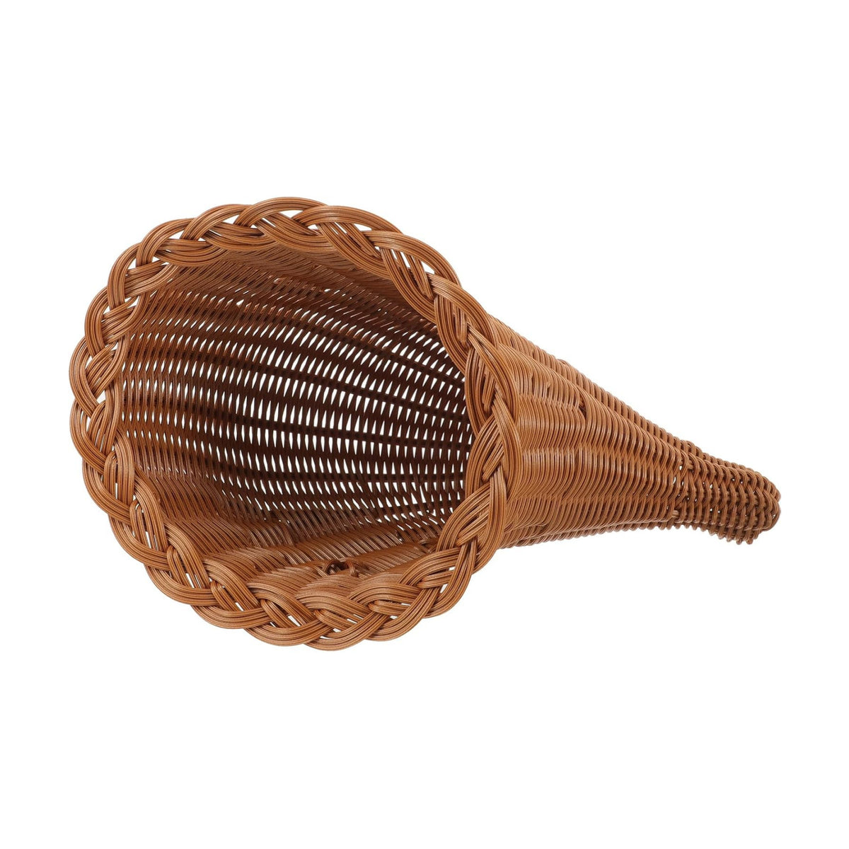 Amosfun Thanksgiving Cornucopia Wicker Grapevine Fall Basket - Harvest Bread Basket, Woven Fruit Serving Tray for Table Decoration