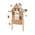 antiai Extra Large Wooden Insect House with Stakes,Wood Mason Bee Butterfly House,Insect Hotel,an Outdoor Bamboo