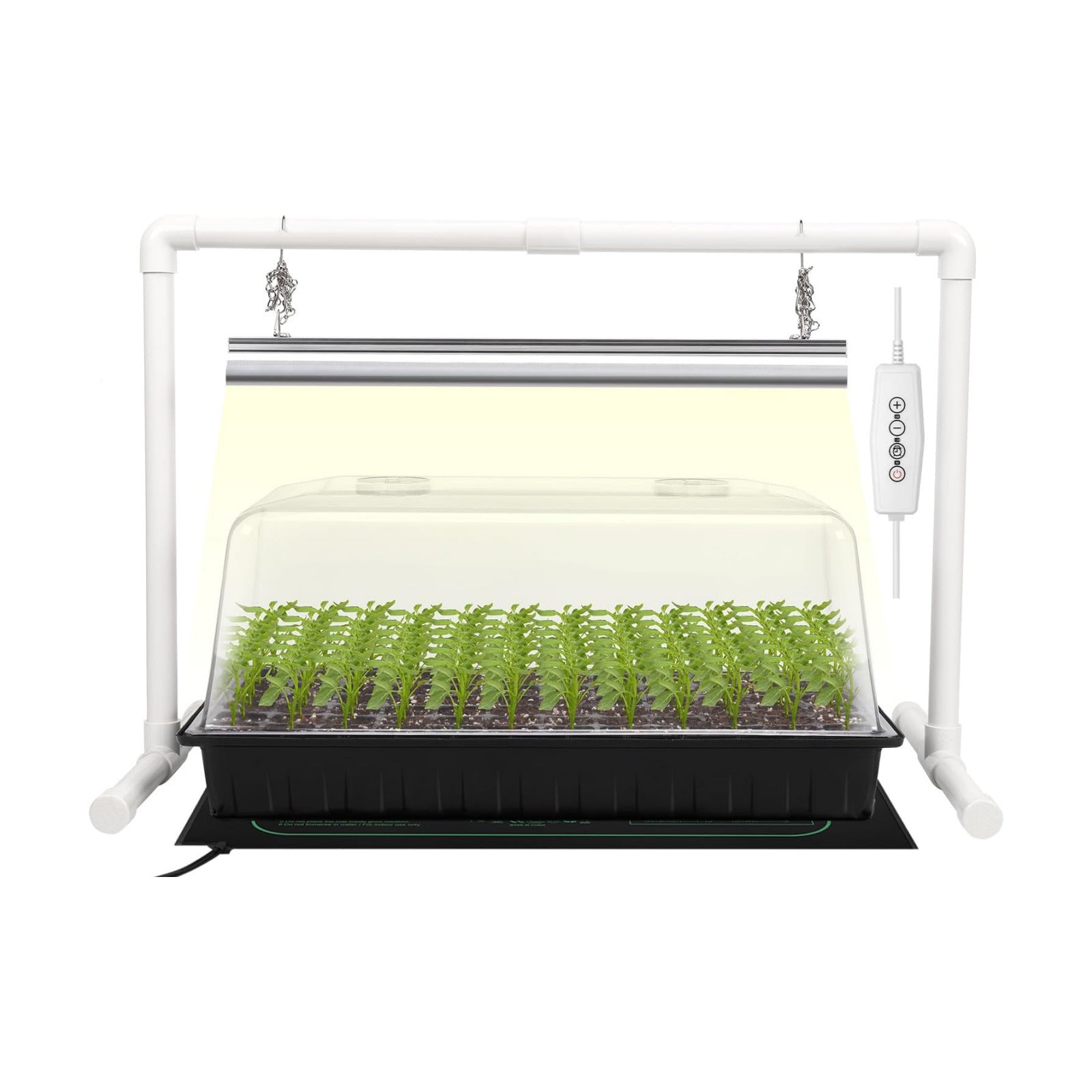 SOLIGT 1020 Size Seed Starter Kit with Grow Light and Heat Mat | 7" Humidity Dome, 6x12 Cell Seed Starter Tray