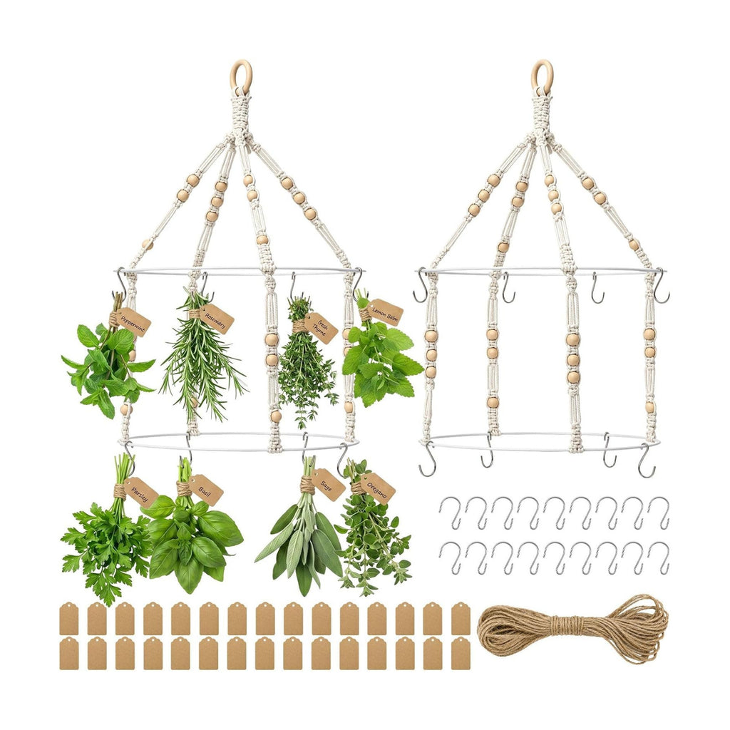 Cididu 2 Pack Herb Drying Rack, 2 Layer Flower Drying with Tags and Rope
