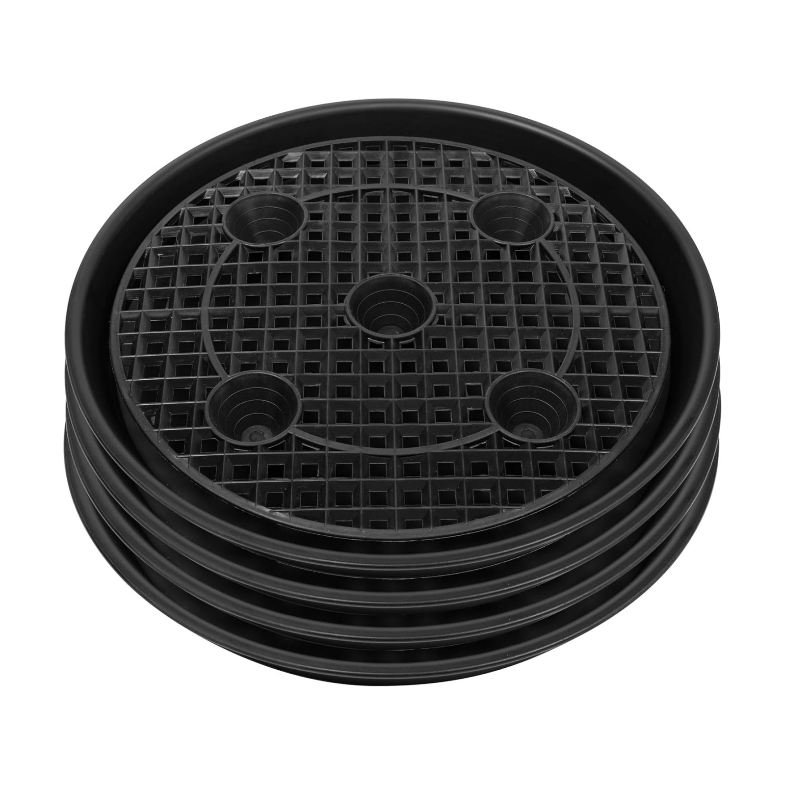 Plastic Plant Saucer Stand,4-Pack 14 inch, Elevated Plant Saucer Self-Watering Fabric Pot Base, Use Nonwoven Grow Bags