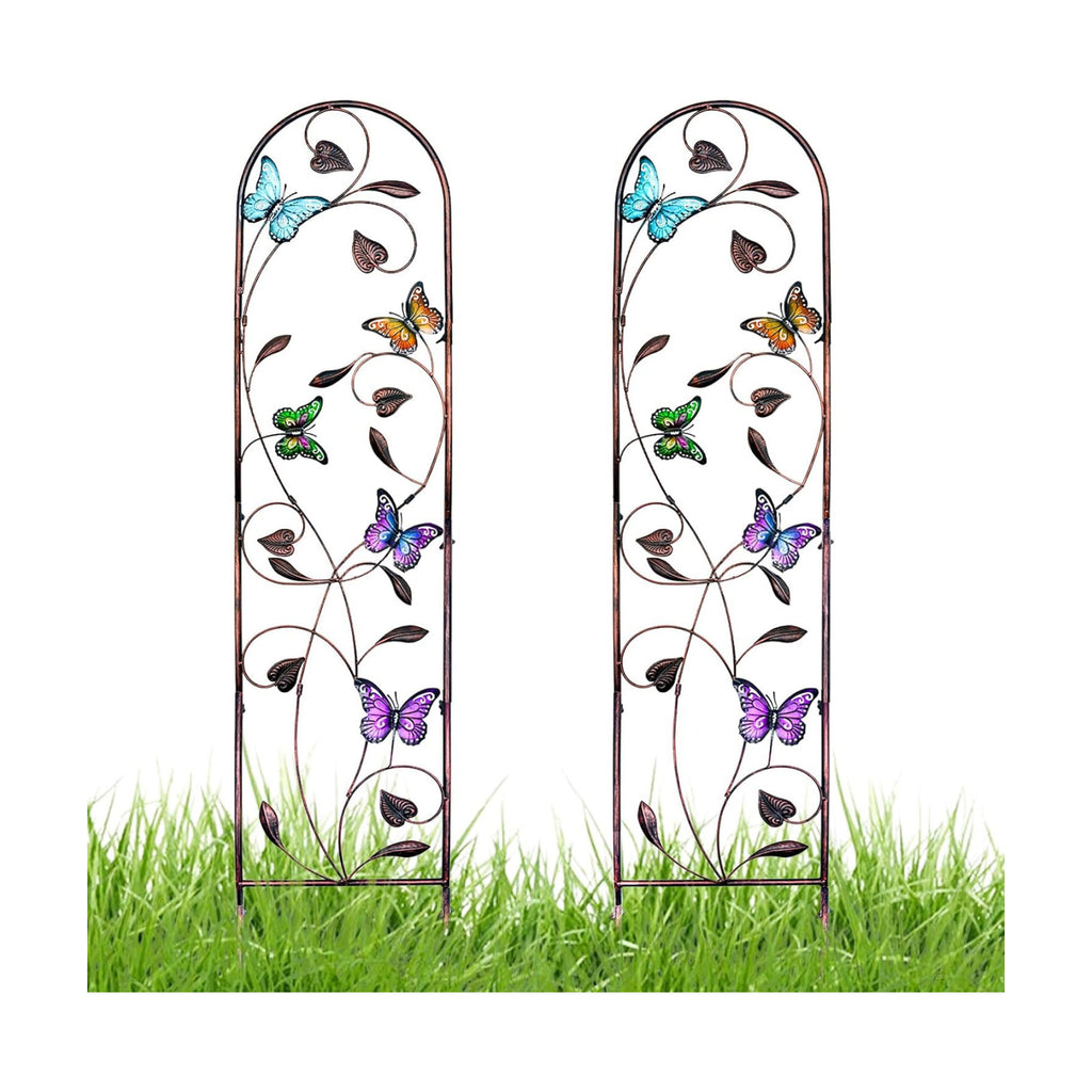 Aboxoo 2-Pack Butterfly Metal Garden Trellis, 60" Decorative Outdoor Fence | For climbing