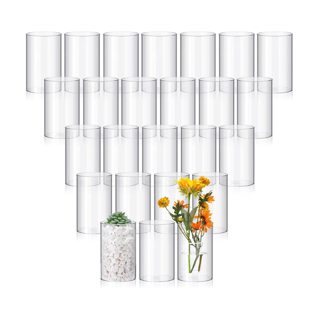Vesici 20 Pcs Plastic Cylinder Vase Bulk, Clear Flower Container,6 Inch