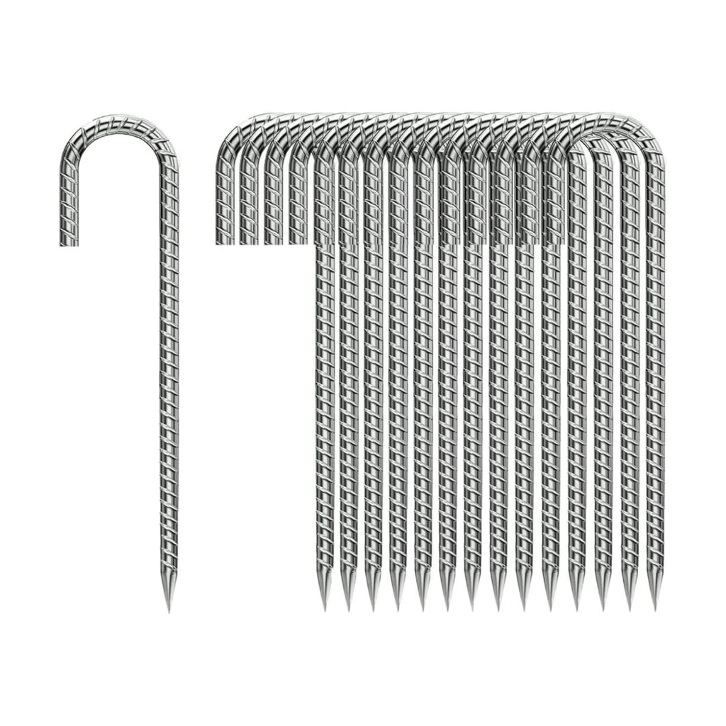 J-Hook-Rebar-Stakes-12 Inch, Ground Stakes Heavy Duty Rebar Stakes for Camping 50pcs Rebar Stakes Rust Proof Coated