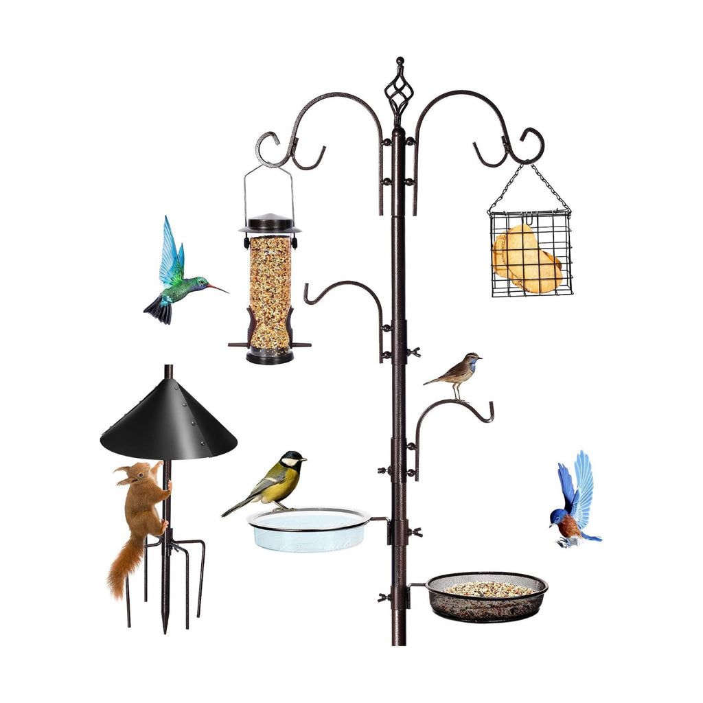 YINGYM 87 Inch Bird Feeding Station Kit with Squirrel Baffle for Outside