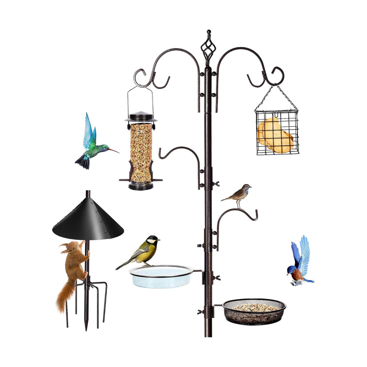 YINGYM 87 Inch Bird Feeding Station Kit with Squirrel Baffle for Outside