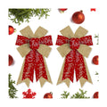 Hying 2 Pieces Christmas Bows for Wreath, Christmas Wreath Bow Glitter Golden Red Bows Winter Xmas Craft Bows Ornaments for Front Door New Year Christmas Party Decoration Supplies